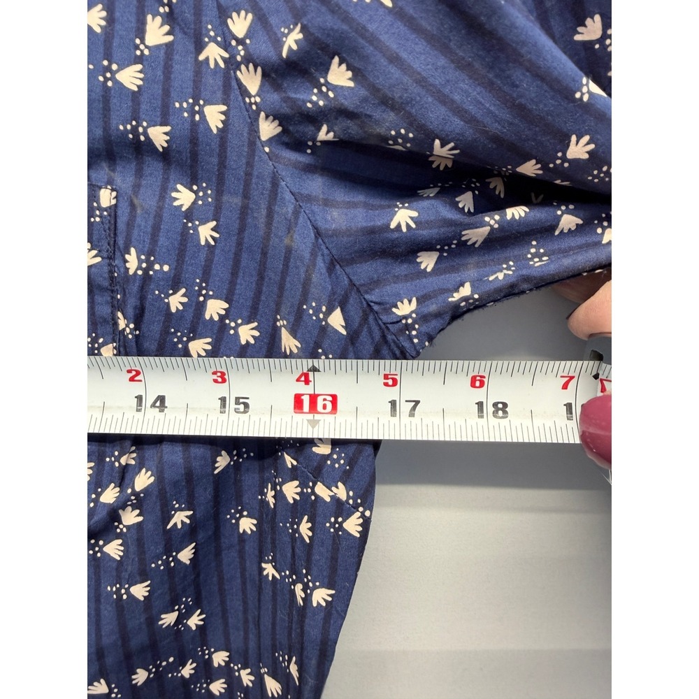 Boden Women LS Blouse Bird Novelty Print Button Up Sz 4R Dark Blue - Picture 5 of 8